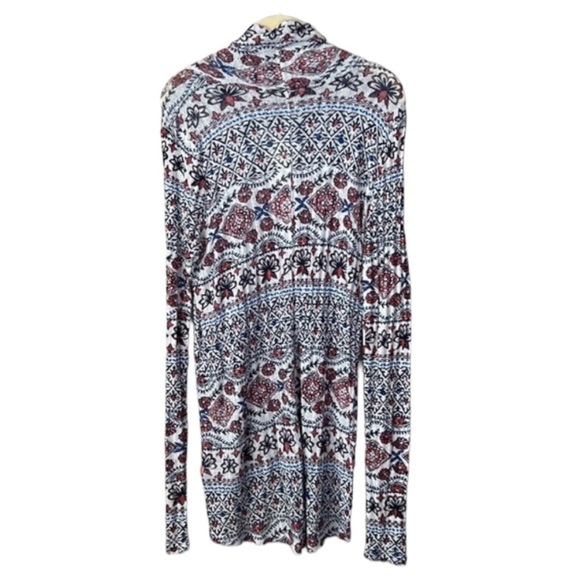 Lucky Geometric Gauze Mock Turtleneck Long Sleeve Tunic Top Size L - Picture 3 of 11